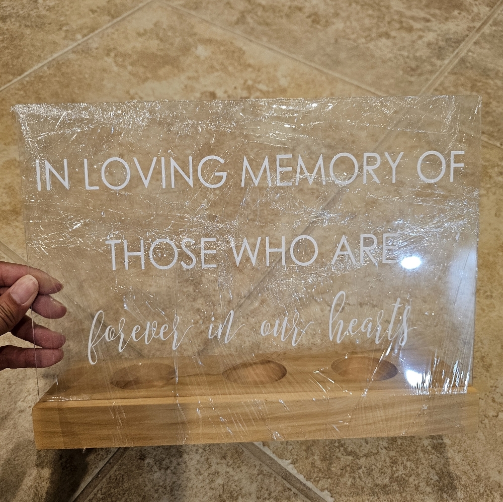Acrylic In Loving Memory Memorial Sign with Wooden Base Wedding
